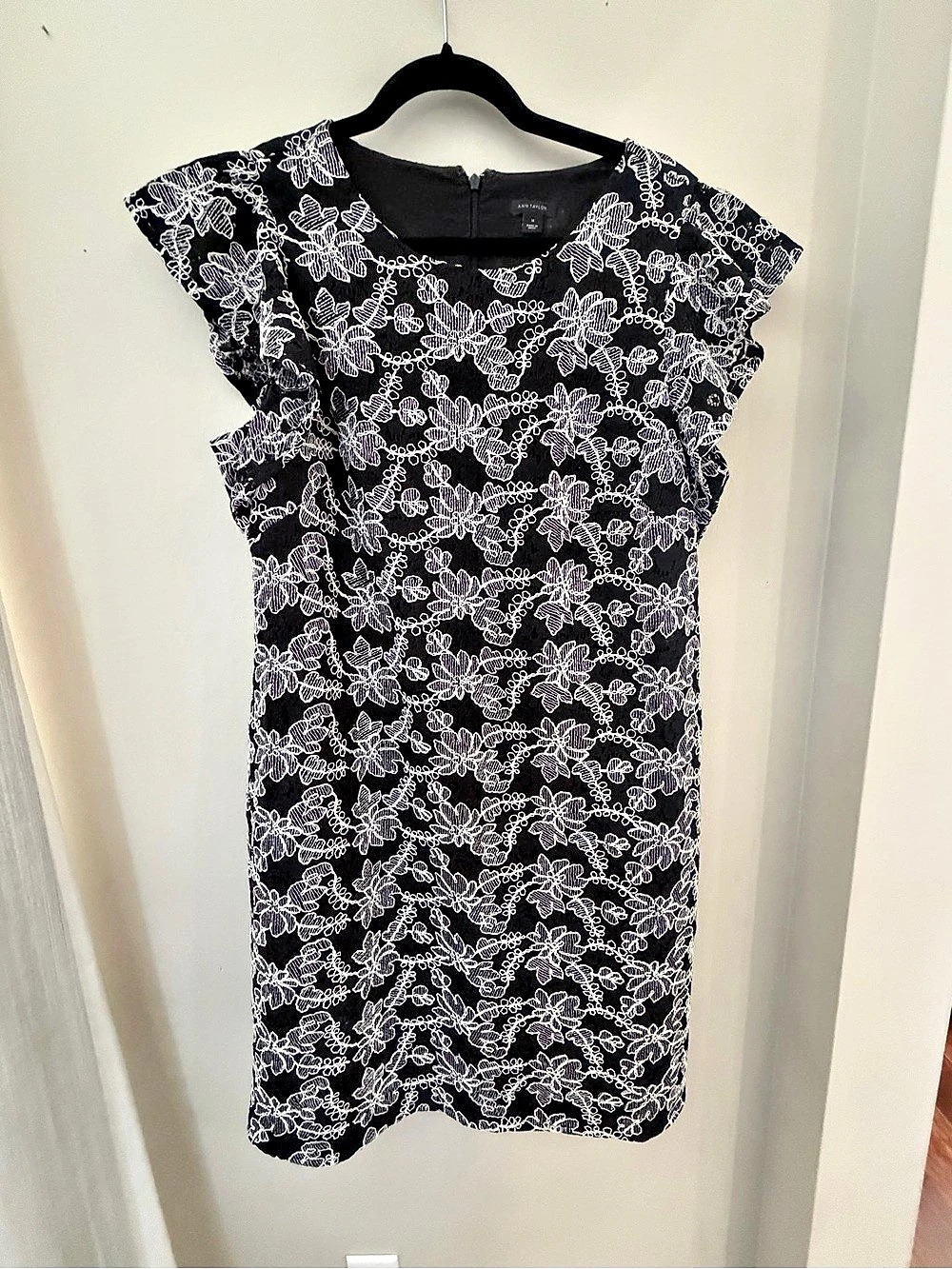 Ann Taylor Floral Dress Black & White Size 14
